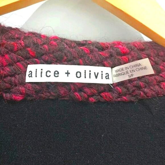 Alice + Olivia ALPACA WOOL Long Cardigan Sz S Red Merlot Maxi Sleeveless $440 - Picture 14 of 17
